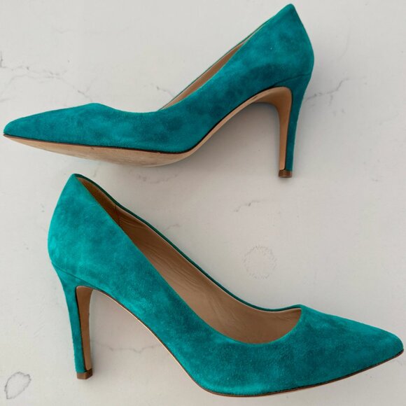 J.Crew Turquoise Suede Heels – Size 7.5 - Picture 3 of 8